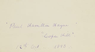 Item #308920 Signature "Paull Hamilton Payne/ 'Copse Hill'/ 12th Oct. 1883." Hayne