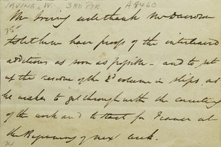 Item #309071 Autograph Note Signed in the third person ("Mr Irving"), to a Mr Davidson....