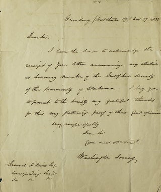Item #309182 Autograph Letter Signed ("Washington Irving"), to the corresponding secretary of the...