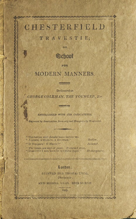 Item #309227 Chesterfield Travestie; or School for Modern Manners. G. M. Woodward.