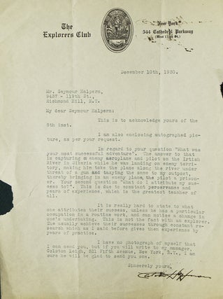 Item #309291 Typed letter signed "Carl von Hoffman" to "Seymour Halpern in response to Halpern's...