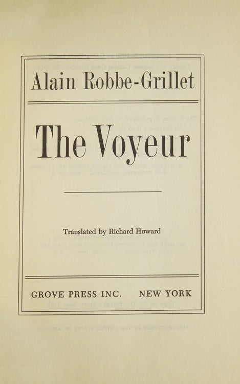 The Voyeur. Translated by Richard Howard