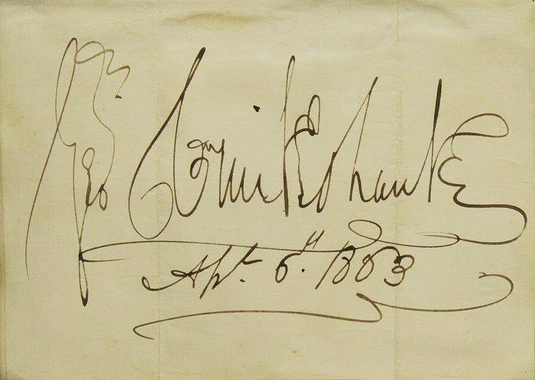 Item #310120 Signature "Geo. Cruikshank/ Apr 6th 1863." George Cruikshank.