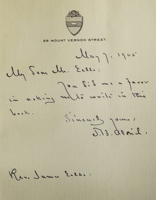 Item #310161 Autograph letter signed ("T.B. Aldrich"), to Rev. James E––. Thomas...