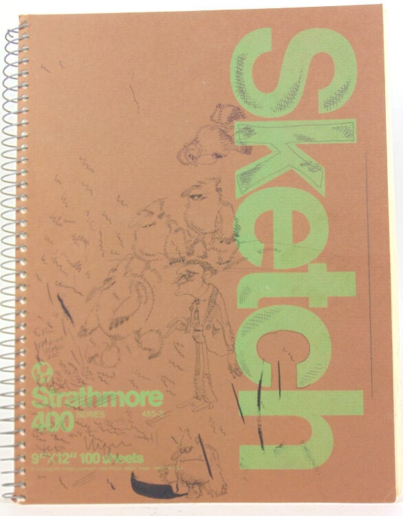 Two sketch books and loose pages containing original drawings and concept artwork