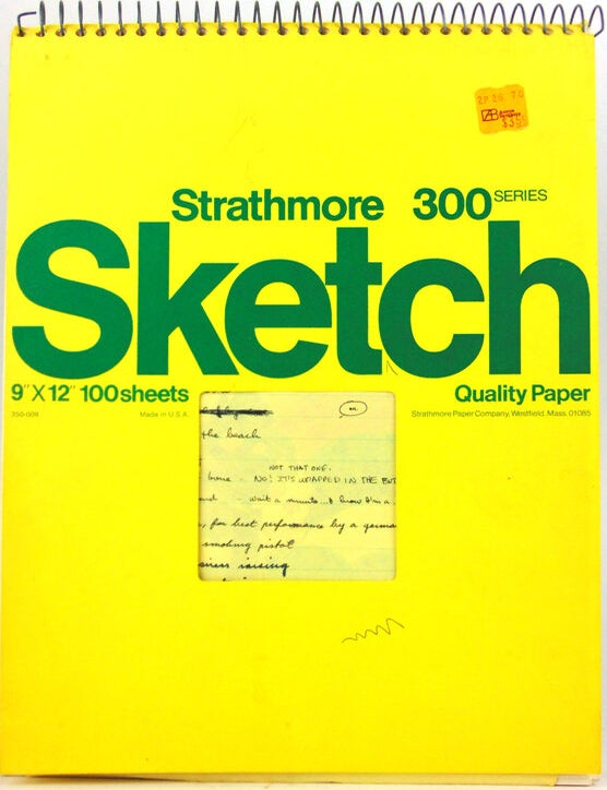 Two sketch books and loose pages containing original drawings and concept artwork