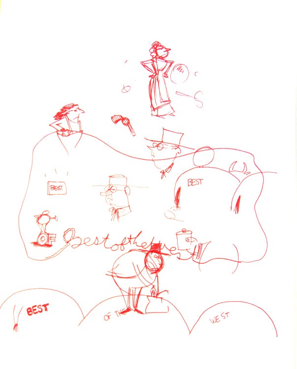 Two sketch books and loose pages containing original drawings and concept artwork