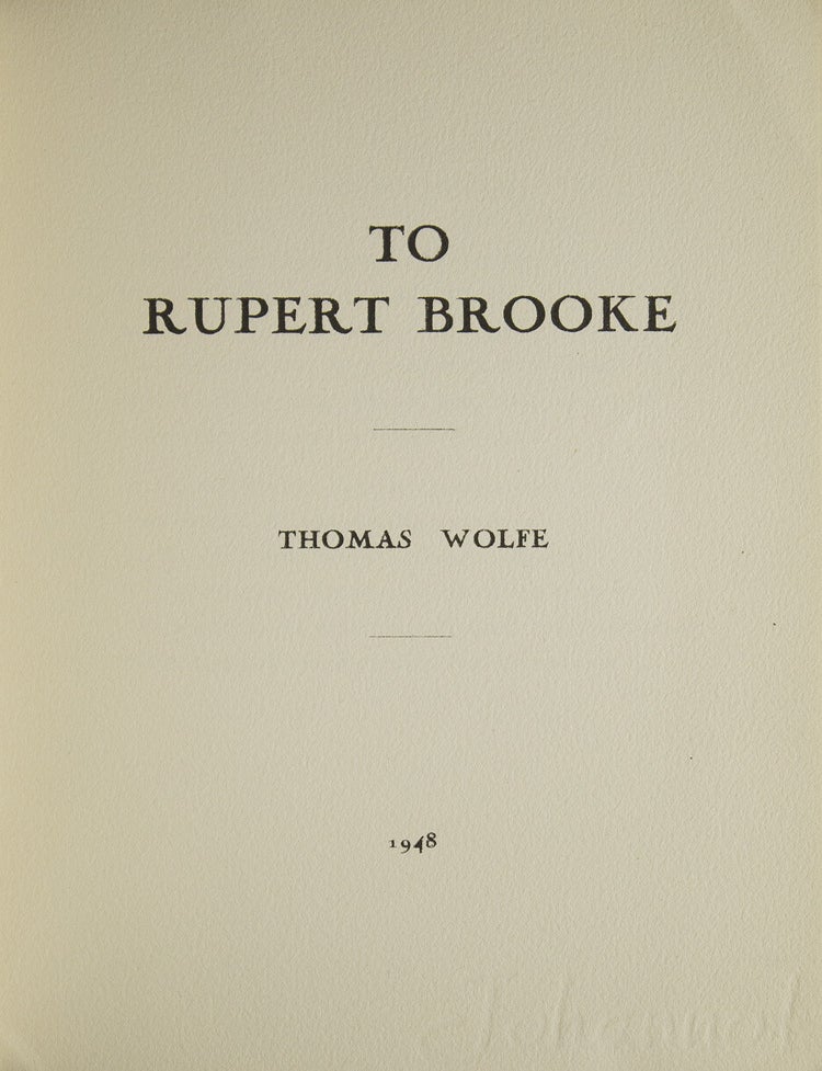 To Rupert Brooke