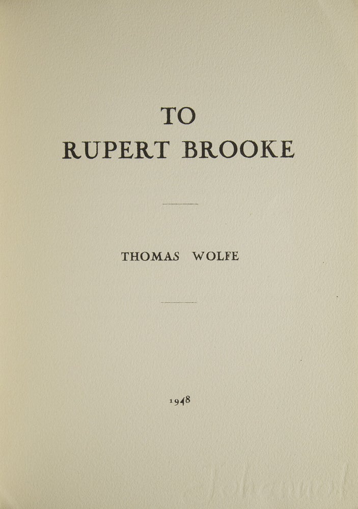 To Rupert Brooke