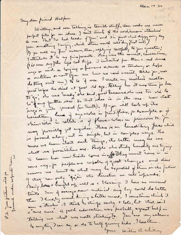 Willis R. Whitney Autograph letter signed Willis R. Whitney to My dear friend Halpern ...