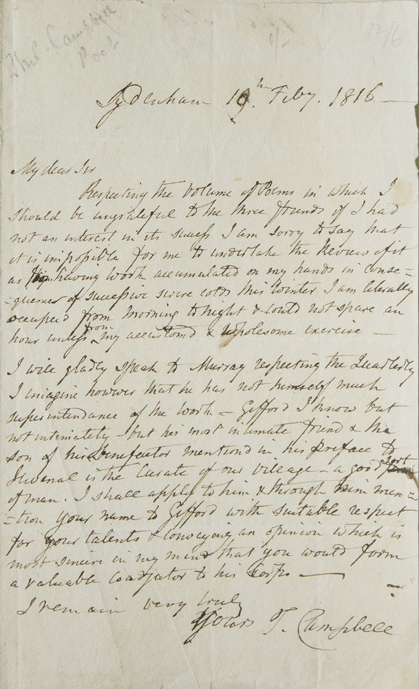 Autograph Letter Signed ("T. Campbell")