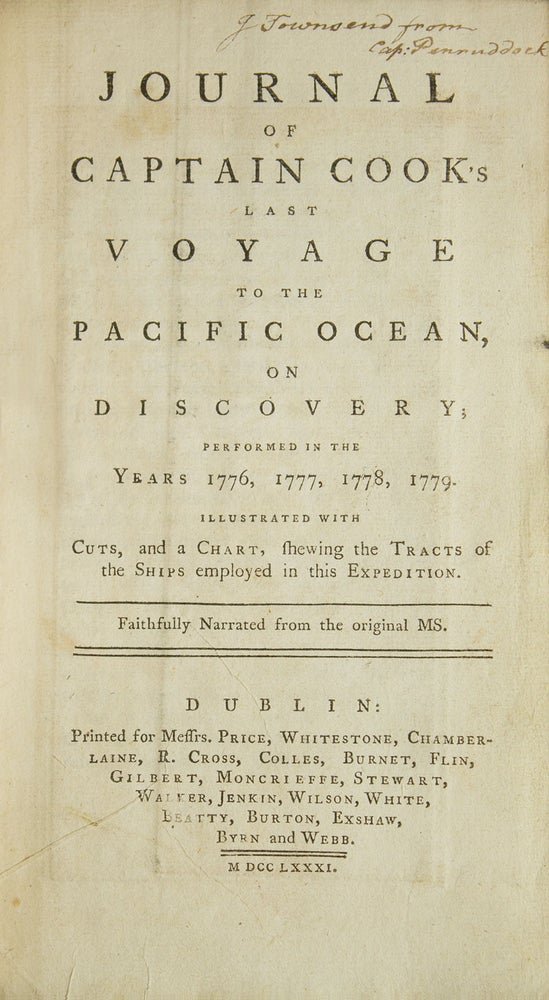 Journal of Captain Cook's Last Voyage to the Pacific Ocean, on Discovery; Performed in the Years 1776, 1777, 1778, 1779