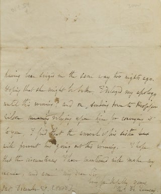 Item #311132 Autograph Letter Signed ("Thos. De Quincey"), to "My Dear Sir" Thomas De Quincey