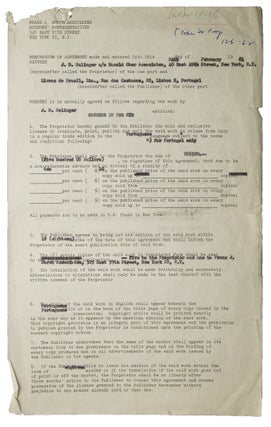 Item #311581 Contract signed ("J.D. Salinger"), granting Portuguese-language publishing...