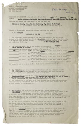 Item #311581 Contract signed ("J.D. Salinger"), granting Portuguese-language publishing rights...