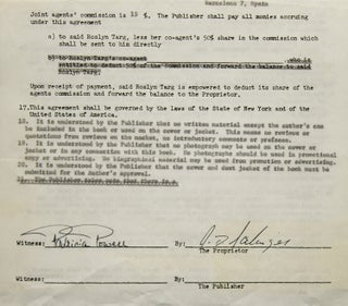 Item #311582 Contract signed ("J.D. Salinger"), granting Spanish-language publishing rights for...