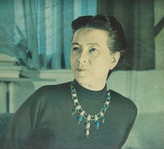 Item #311641 Photograph signed ("S de Beauvoir") and inscribed to William Targ. Simone de Beauvoir