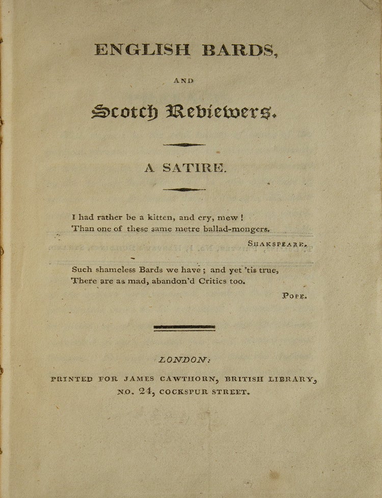 English Bards and Scotch Reviewers. A Satire