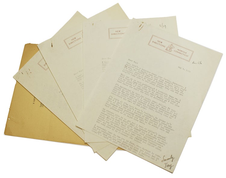 A collection of 4 typed letters signed Jay , one typed postcard signed ...