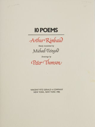 Item #311970 Ten Poems. Newly translated by Michael Feingold. Arthur Rimbaud