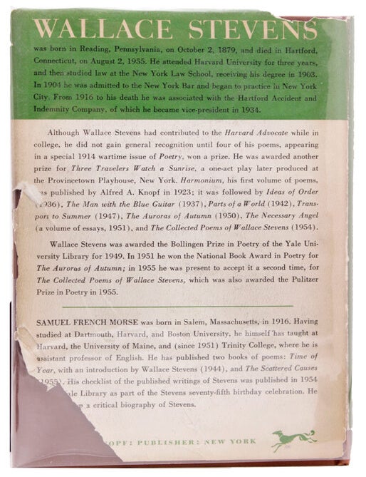 Opus Posthumous. Edited by Samuel French Morse