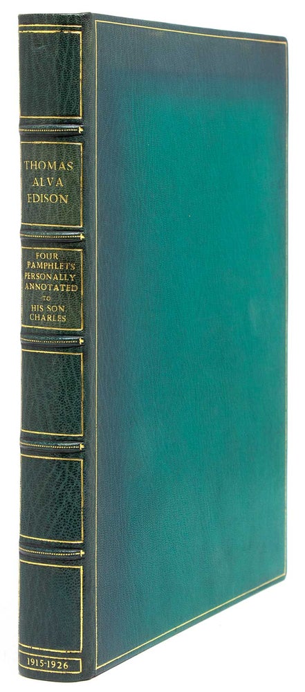 Social and Economic Consequences of Buying on the Instalment Plan. Annotated and Inscribed from Thomas Alva Edison to his son Charles Edison, with three additional pamphlets