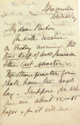 Item #313122 Autograph letter signed Charles Kingsley ("C Kingsley") to John William Parker...