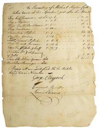 Item #313260 [Manuscript Account Ledger with Three Important Signatures] "An Inventory of...
