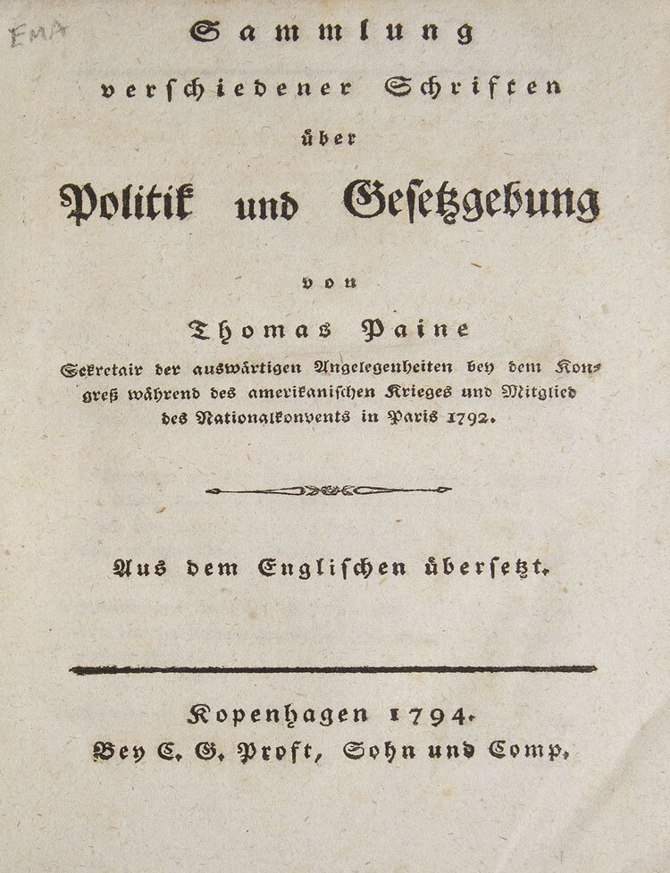 Gesunder Menschenverstand. An die Einwohner von America gerichtet