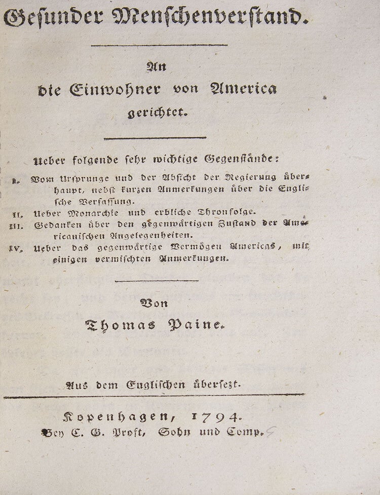 Gesunder Menschenverstand. An die Einwohner von America gerichtet