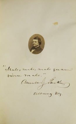 Autograph album with photographs and inscriptions of Albany Law School Class of 1860 and faculty