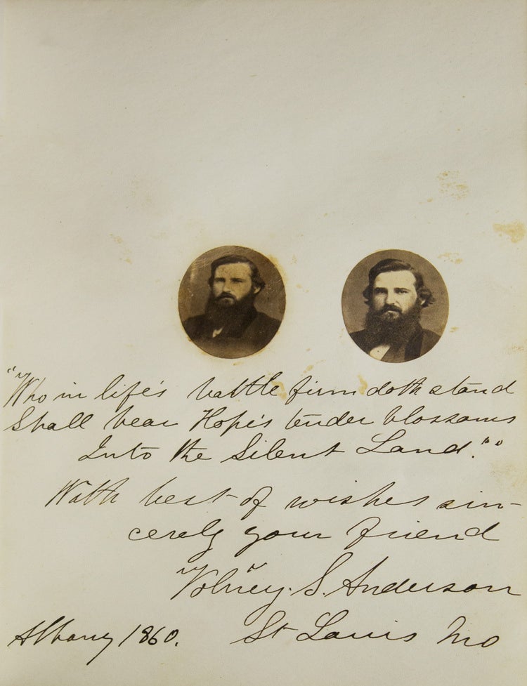 Autograph album with photographs and inscriptions of Albany Law School Class of 1860 and faculty