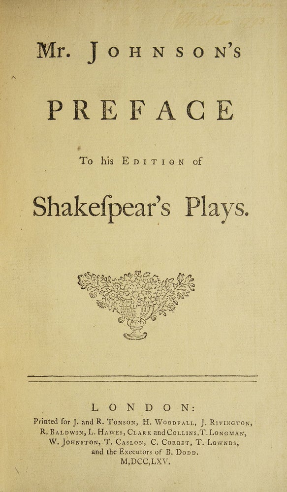 Mr. Johnson's Preface to His Edition of Shakespear's Plays