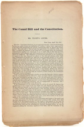 Item #313937 "The Canal Bill and the Constitution". [Extracted from "Evening Post Extra. Pay as...