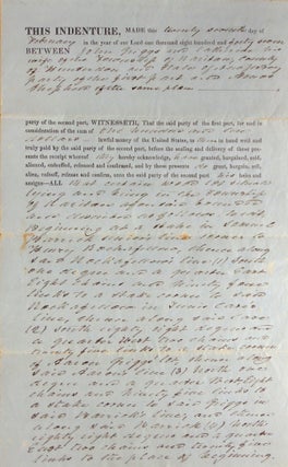 Item #314622 Autograph deed signed ("John Griggs") and ("Catharine Griggs") conveying a "certain...