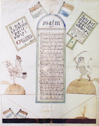 Item #314744 Dutch-American Illustrated manuscript broadside of Psalm 130 with allegorical...
