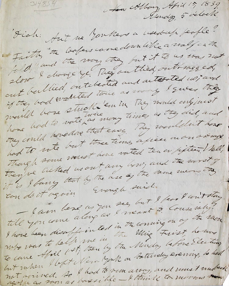 Item #314854 Autograph letter signed, Horace Greeley ("H. Greeley") to Obidiah A. Bowe ("Oiah"). Horace Greeley.