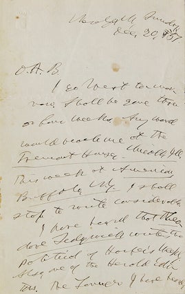 Item #314879 Autograph Letter, signed ("Horace Greeley") to Obidiah A. Bowie ("O.A.B."). Horace...