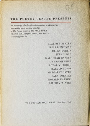 Item #315137 The Poetry Center Presents. Edited with an introduction by Kimon Friar. James Merrill