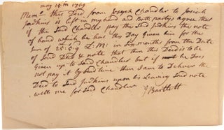 Item #315321 Autograph document signed Josiah Bartlett ("J Bartlett"). Signer of the Declaration...