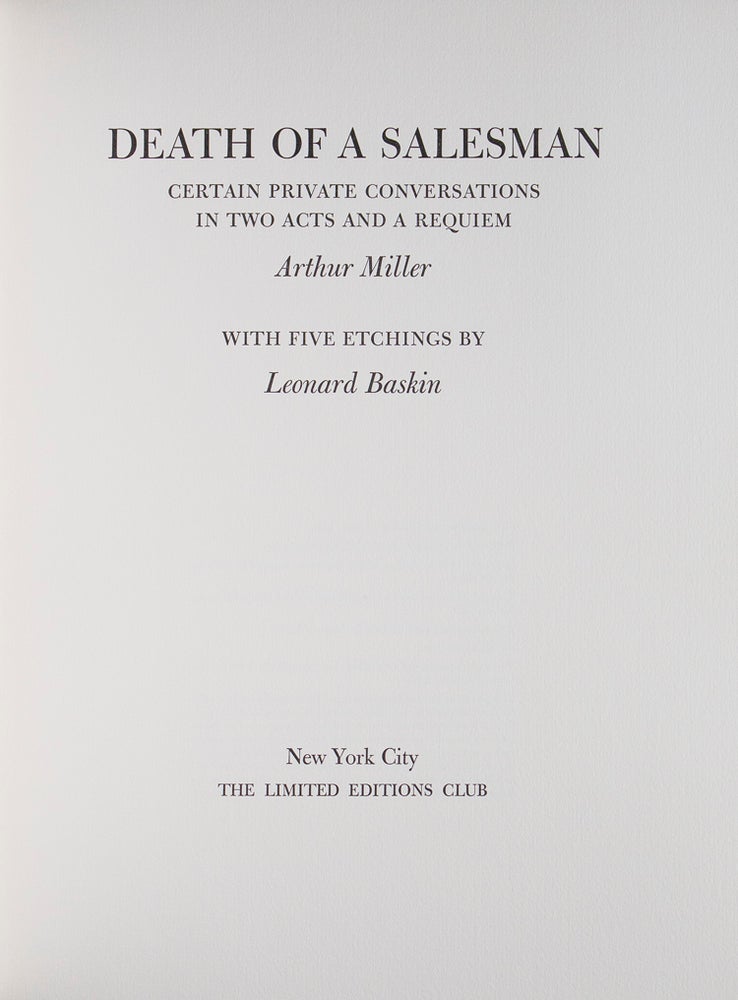 Death of a Salesman. Certain Private Conversations in Two Acts and a Requiem