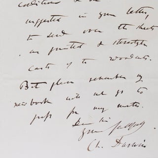 Autograph letter signed ("Ch. Darwin"), to Charles Layton, Appleton's London agent, about a second American edition of On the Origin of Species