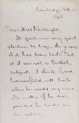 Item #315675 Autograph letter signed ("Henry W. Longfellow"), to the English novelist Fanny Aikin...