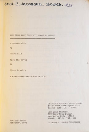 Item #315688 The Gang that Couldn't Shoot Straight. A Screen Play by Waldo Salt from the novel by...