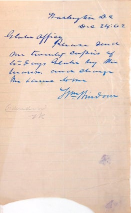 Item #315705 Autograph note signed ("Wm Windom"). William Windom