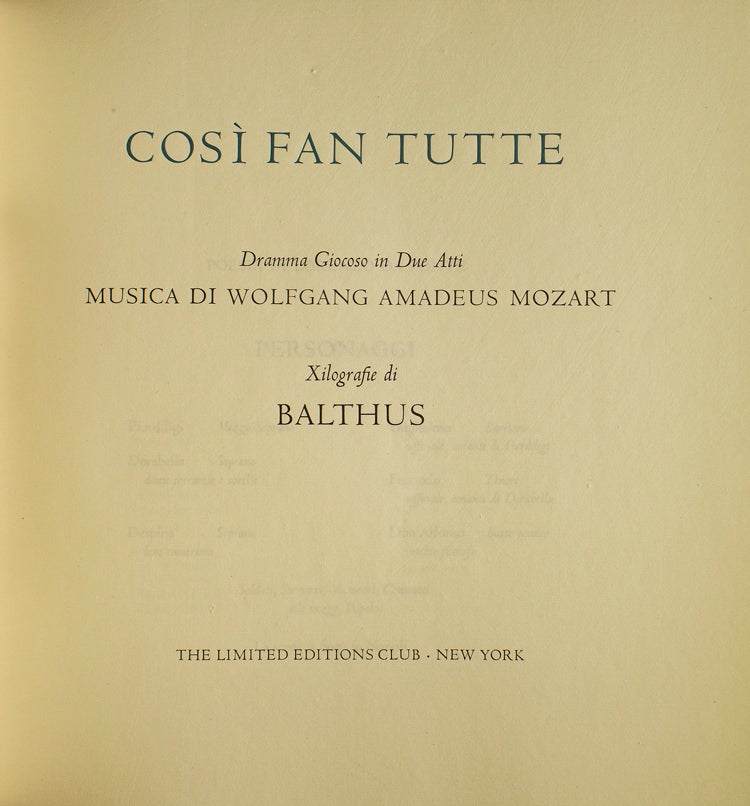Cosi Fan Tutte, Dramma Giocoso in Due Atti