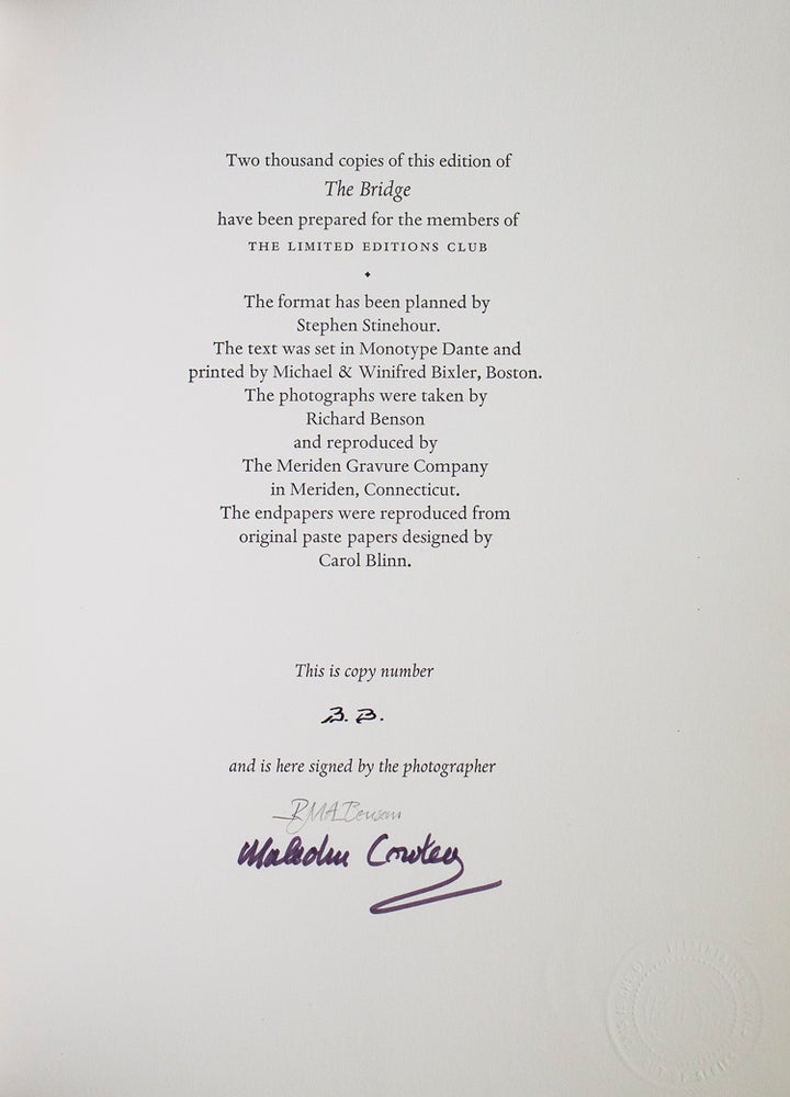 The Bridge. A Poem. With an Introduction by Malcolm Cowley