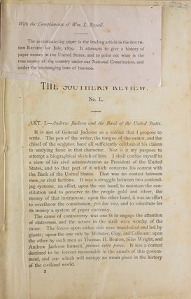 Item #316115 Southern Review No.L. Paper Money, William L. Royall