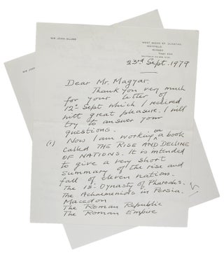 Item #316248 Autograph Letter, signed (“Glubb”), discussing his writing, and conveying a...