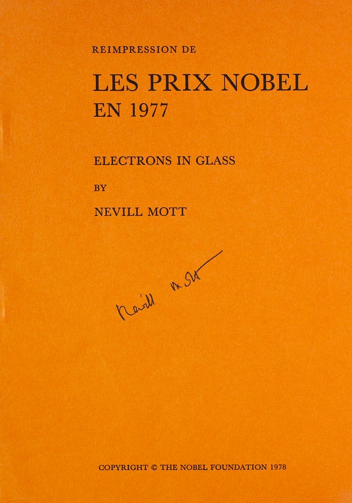 Item #316270 Electron in Glass. Nevill Francis Mott.